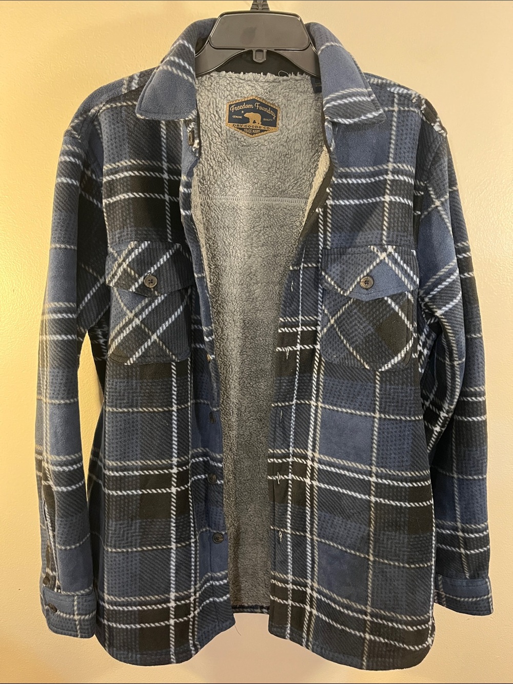 Freedom Foundry Blue Plaid Sherpa-Lined Shirt Jacket